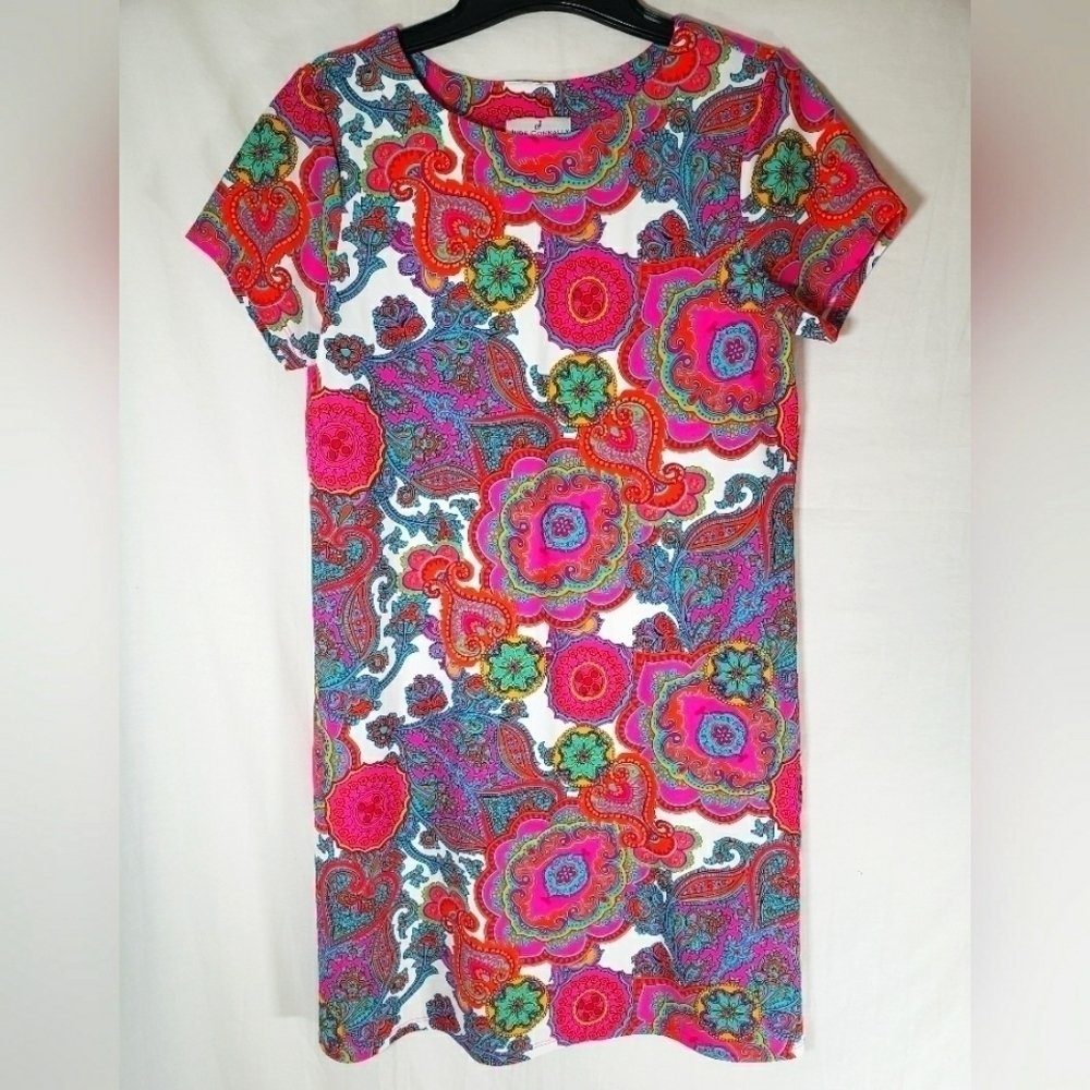 Jude Connally Pink Multicolored Short Sleeve Dress Sz XS